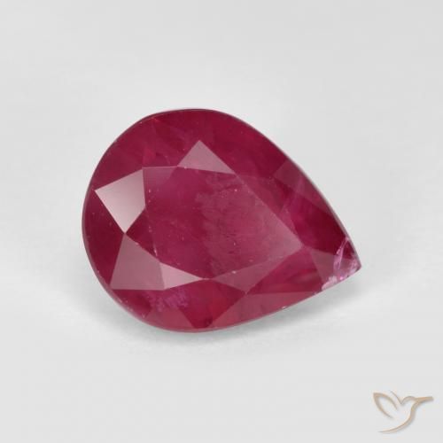 Rubino Rosso medio naturale da 1.12 ct, Forma a pera, SI