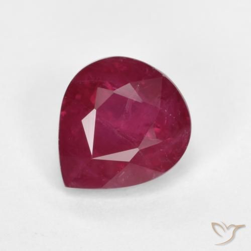 1.24ct Naturale Rosso medio Rubino, Forma a pera, SI