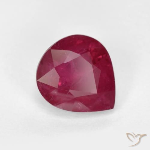 Rubino Rosso medio naturale da 1.24 ct, Forma a pera, SI