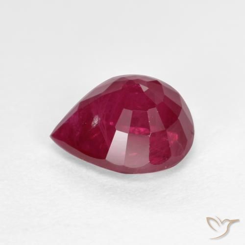 Rubino Rosso medio naturale da 1.24 ct, Forma a pera, SI