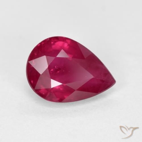 1.01ct Naturale Rosso medio-scuro Rubino, Forma a pera, VS-SI
