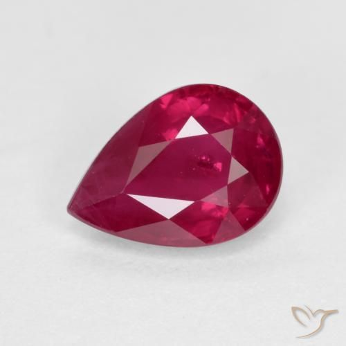 Rubino Rosso medio-scuro naturale da 1.01 ct, Forma a pera, VS-SI