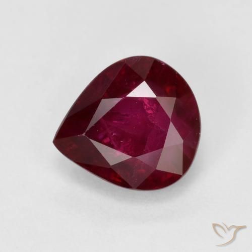 Rubino Rosso scuro naturale da 1.15 ct, Forma a pera, VS-SI