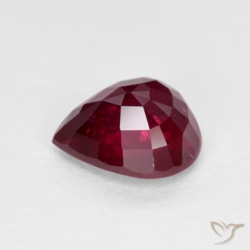 Rubino Rosso scuro naturale da 1.15 ct, Forma a pera, VS-SI