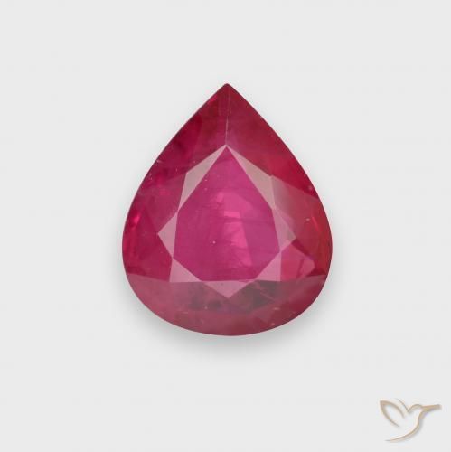 Rubino Rosso chiaro naturale da 0.84 ct, Forma a pera, VS-SI