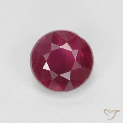 Rubino Rosso scuro naturale da 0.40 ct, Taglio rotondo, SI