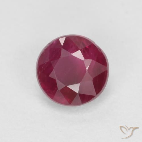 Rubino Rosso scuro naturale da 0.40 ct, Taglio rotondo, SI