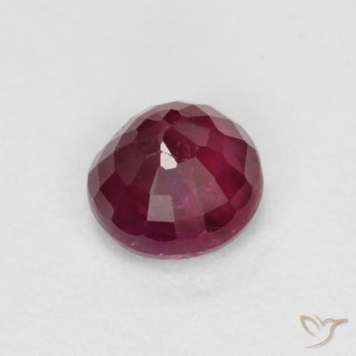 Rubino Rosso scuro naturale da 0.40 ct, Taglio rotondo, SI