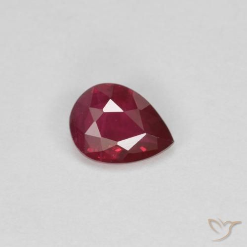Rubino Rosso scuro naturale da 0.30 ct, Forma a pera, VS-SI