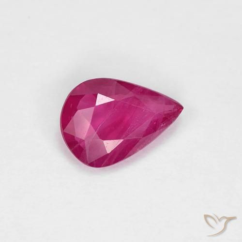 Rubino Rosa rossastra naturale da 0.73 ct, Forma a pera, VS
