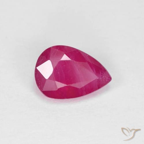 Rubino Rosa rossastra naturale da 0.86 ct, Forma a pera, VS