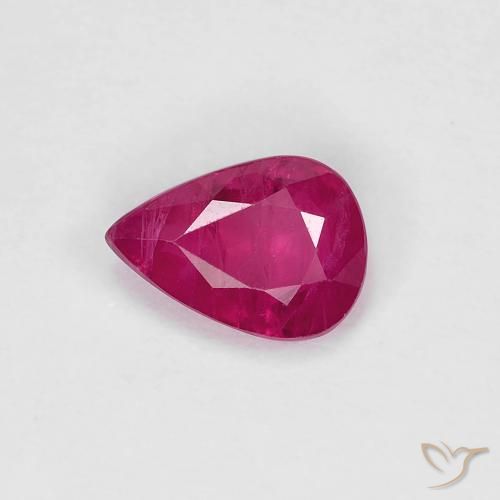 Rubino Rosso tendente al rosa naturale da 0.84 ct, Forma a pera, VS