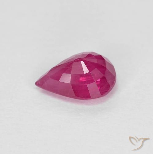 Rubino Rosa rossastra naturale da 0.96 ct, Forma a pera, VS