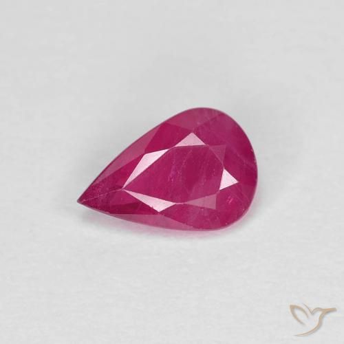 Rubino Rosa rossastra naturale da 0.70 ct, Forma a pera, VS