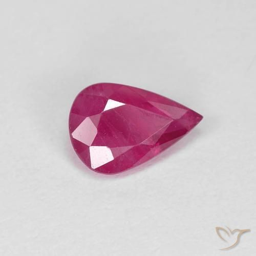 Rubino Rosa rossastra naturale da 0.70 ct, Forma a pera, VS