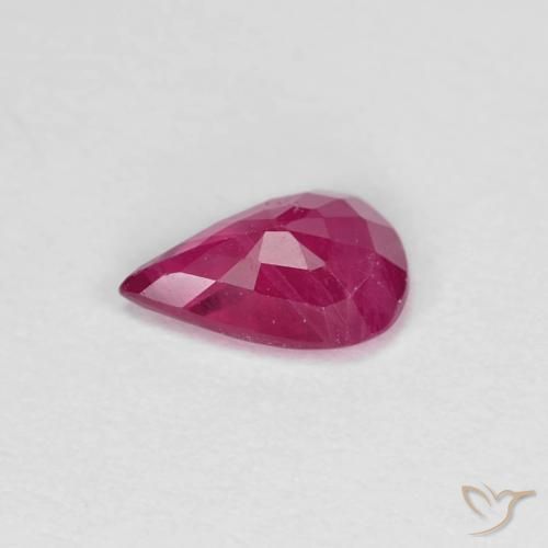 Rubino Rosa rossastra naturale da 0.70 ct, Forma a pera, VS