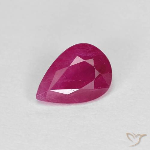 0.95ct Naturale Rosso medio Rubino, Forma a pera, VS