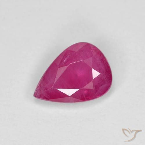 0.78ct Naturale Rosso tendente al rosa Rubino, Forma a pera, VS, Photo A