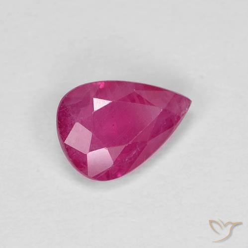 Rubino Rosso tendente al rosa naturale da 0.78 ct, Forma a pera, VS
