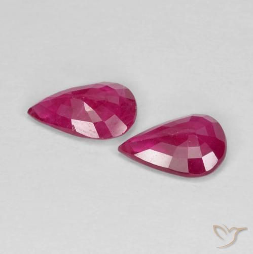 Gemme di Rubino Rosso tendente al rosa naturale da 1.22 ct, Forma a pera, VS