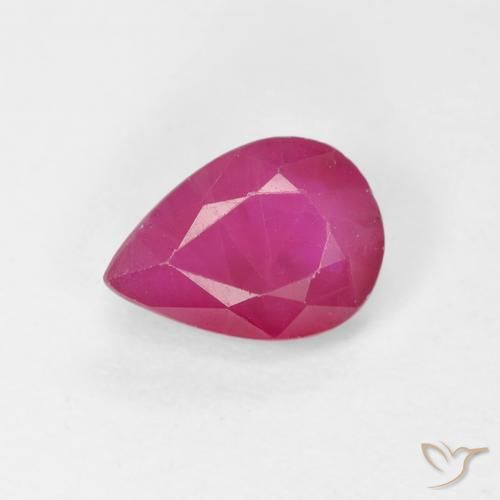 0.99ct Naturale Rosa rossastra Rubino, Forma a pera, VS-SI