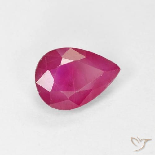 Rubino Rosa rossastra naturale da 0.99 ct, Forma a pera, VS-SI