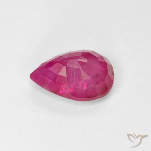 Rubino Rosa rossastra naturale da 0.99 ct, Forma a pera, VS-SI