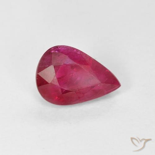 Rubino Rosso tendente al rosa naturale da 0.92 ct, Forma a pera, VS-SI