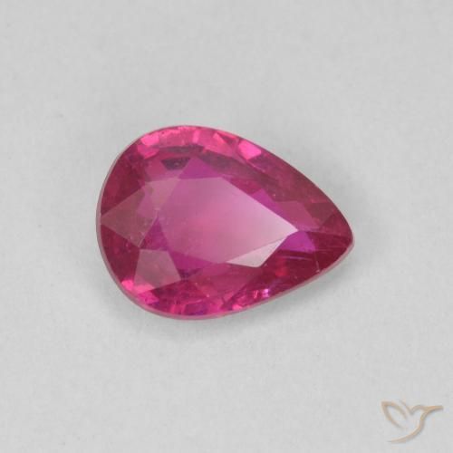 Rubino Rosso chiaro naturale da 0.81 ct, Forma a pera, SI