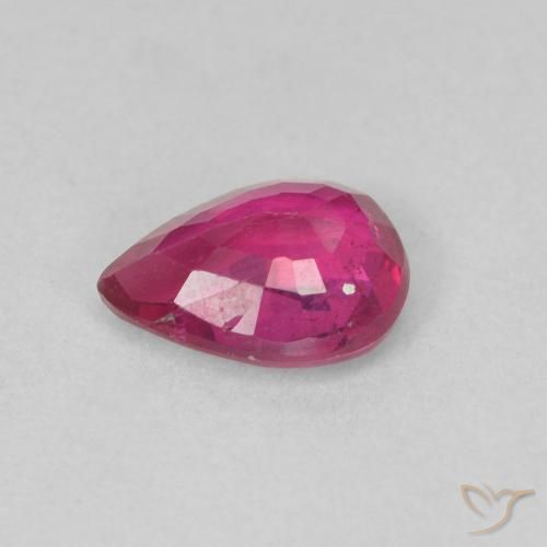 Rubino Rosso chiaro naturale da 0.81 ct, Forma a pera, SI