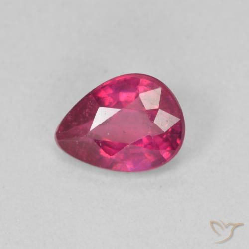 0.95ct Naturale Rosso chiaro Rubino, Forma a pera, VS