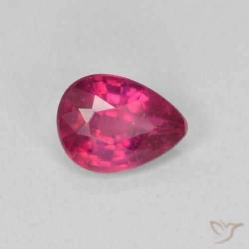 Rubino Rosso chiaro naturale da 0.95 ct, Forma a pera, VS