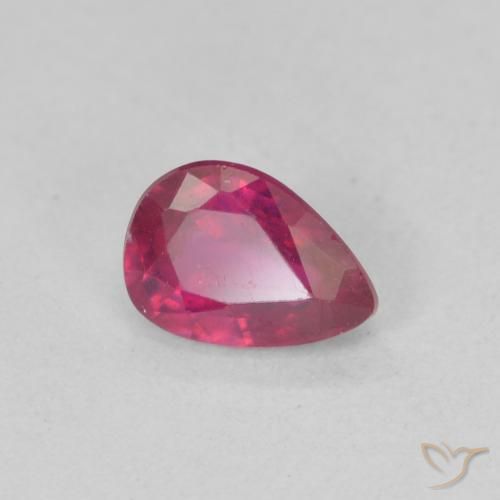 Rubino Rosso chiaro naturale da 0.93 ct, Forma a pera, VS-SI