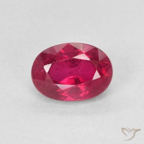 Rubino Rosa rossastro intenso naturale da 1.34 ct, Ovale, VS