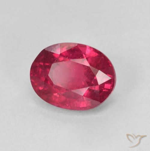 Rubino Rosa rossastro intenso naturale da 1.87 ct, Ovale, VS