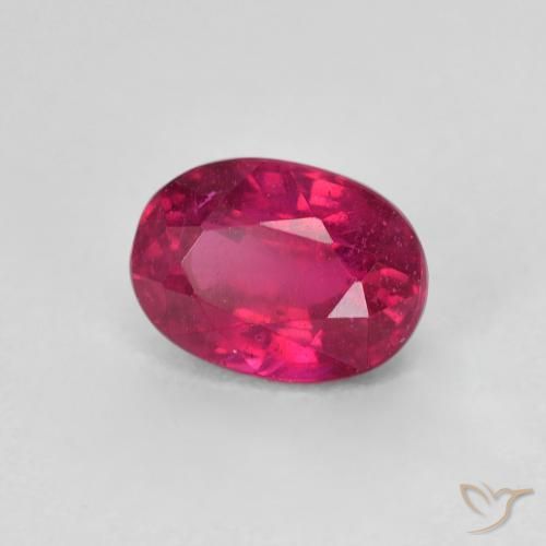 Rubino Rosa rossastro intenso naturale da 1.43 ct, Ovale, VS