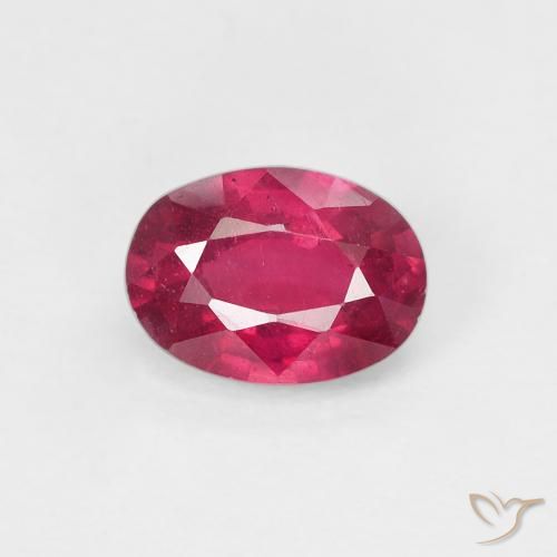 1.08ct Naturale Medium Dark-Red Rubino, Ovale, VS