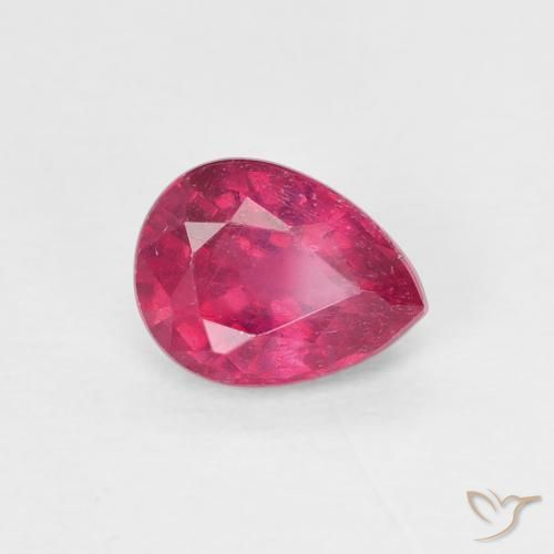 Rubino Rosso tendente al rosa naturale da 0.90 ct, Forma a pera, VS