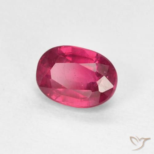 Rubino Rosa rossastro intenso naturale da 1.26 ct, Ovale, VS