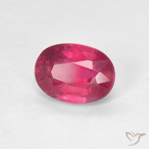 Rubino Rosa rossastro intenso naturale da 1.29 ct, Ovale, VS