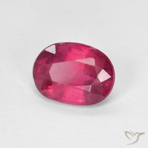 Rubino Rosa rossastro intenso naturale da 1.58 ct, Ovale, VS