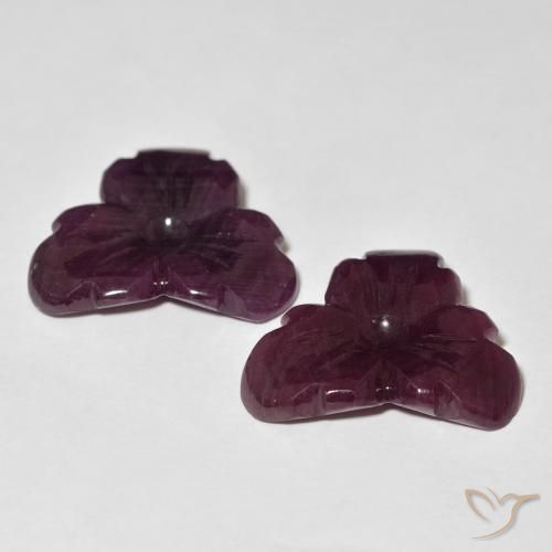 Gemme di Rubino Rosso mogano naturale da 19.71 ct, Taglio a fiore, Opaco