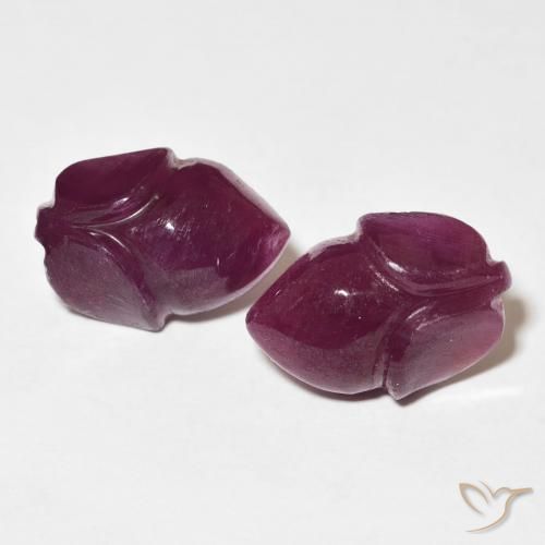 11.57ctw Naturale Medium Dark-Purple Rubino, Taglio a fiore, Opaco