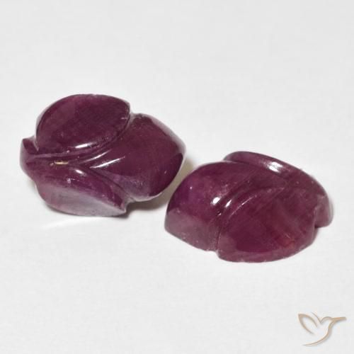 Gemme di Rubino Rosso lampone naturale da 7.42 ct, Taglio a fiore, Opaco