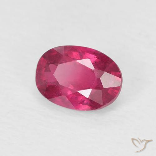 Rubino Rosa rossastro intenso naturale da 1.22 ct, Ovale, VS