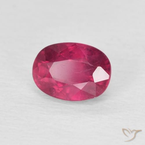 Rubino Rosa rossastro intenso naturale da 1.28 ct, Ovale, VS