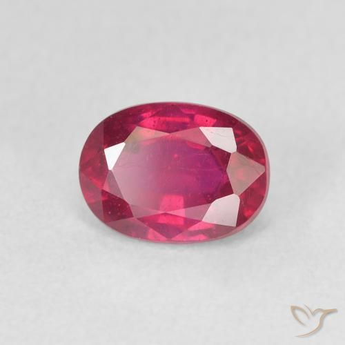Rubino Rosso tendente al rosa naturale da 1.24 ct, Ovale, VS