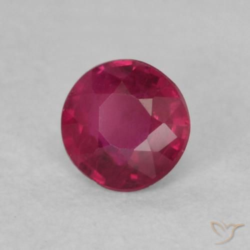 Rubino Rosa rossastro intenso naturale da 0.17 ct, Rotondo, VS