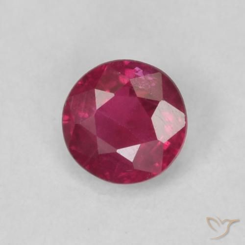 Rubino Rosa rossastro intenso naturale da 0.18 ct, Rotondo, VS