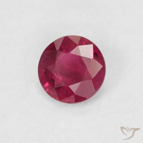 Rubino Rosa rossastro intenso naturale da 0.17 ct, Rotondo, VS